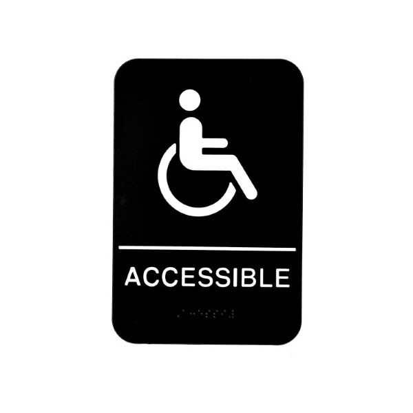 Alpine Industries ADA Handicap Accessible Sign with Braille, Black/White, ADA Compliant, 6x9, PK10 ALPSGN-39-10pk - main